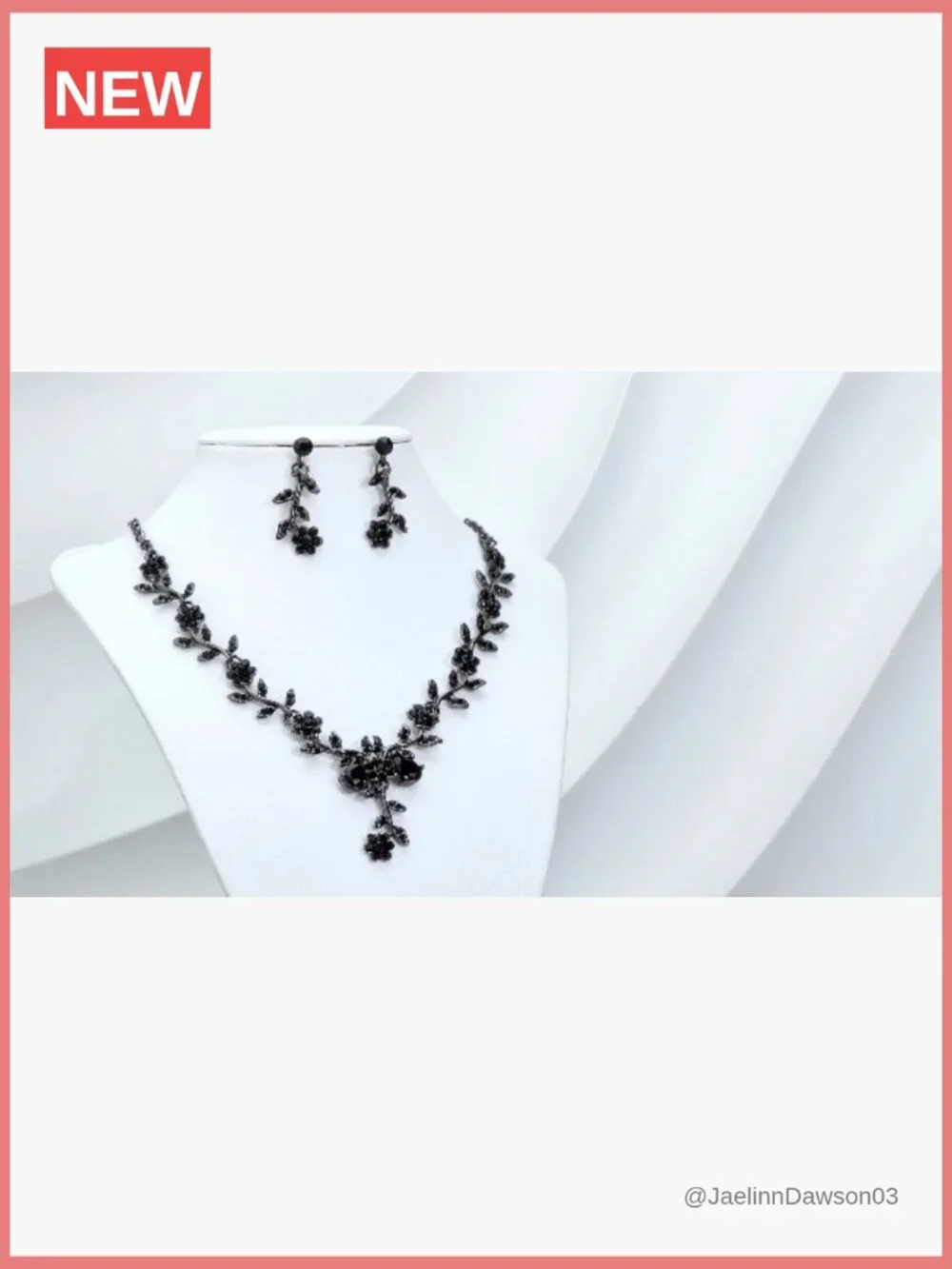 Crystal Flower Leaf Dangle Earrings Necklace Set for Wedding